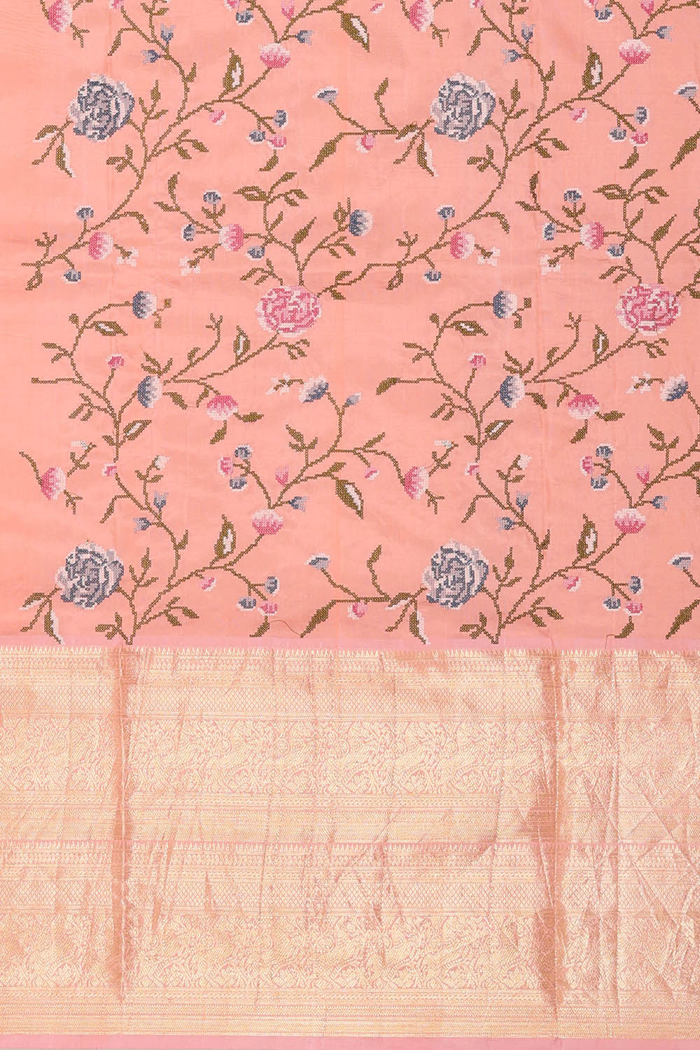 Image of Kanchi Kora Peach Brocade Saree